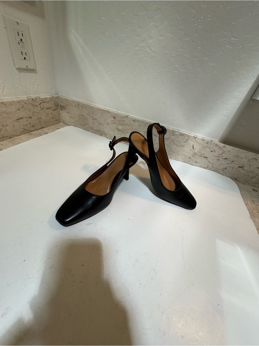 Vionic Black Leather Slingback Heeled Boots